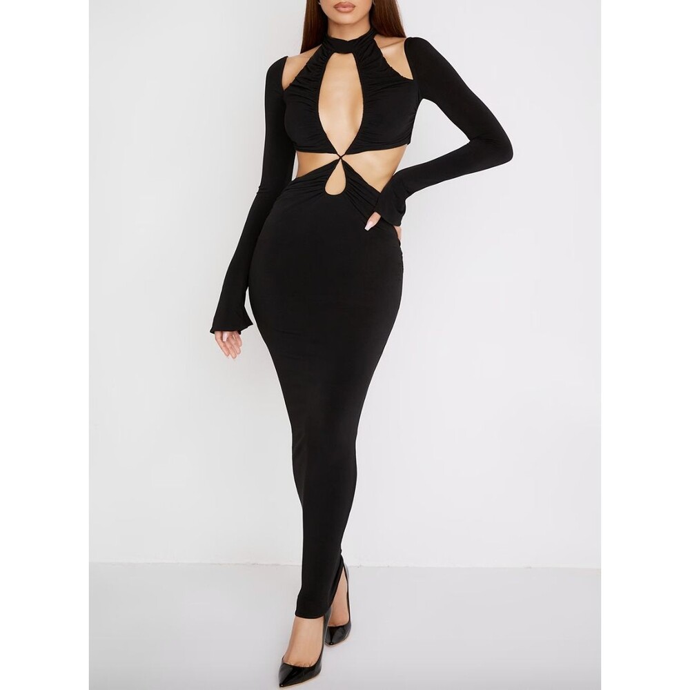 House of CB Dress serafina cutout maxi womens Black (medium) going out party